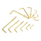 2010 шт. винты для фоторамки, Золотой Железный прямоугольный винтовой крючок светильник крючок, L-образный крючок для овечьих глаз для подвешивания чашек, планшетов