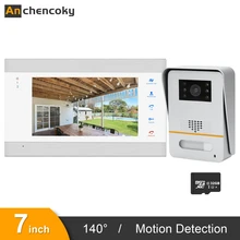 Anchencoky Video Door Phone 7 inch Video Doorbell With 150° Wide Angle Intercom Panel Support Motion Detection Record and Unlock