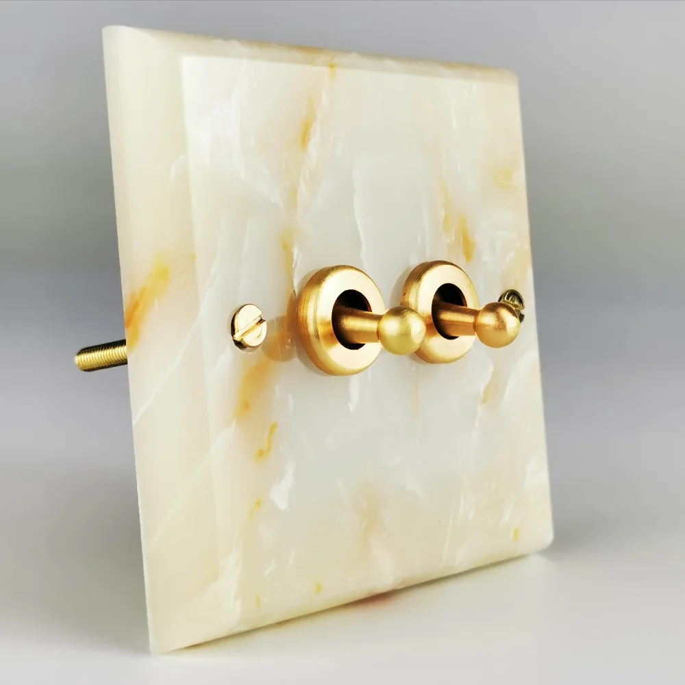 Новая мода Роскошный нефритовый настенный переключатель 86 Тип ретро тумблер 1 банда/2 банды/3 банды 10A 110 V-250 V деревянная панель латунный рычаг