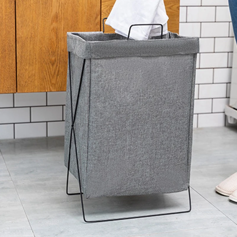 

Laundry Hamper Large Organizer Foldable Drity Laundry Basket Hamper Kids Iron Frame Canvas Bathroom Storage Toy Laundry Basket