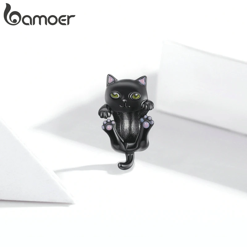 bamoer шармы из серебра 925 пробы мультипликационная кошка шармы-подвески для