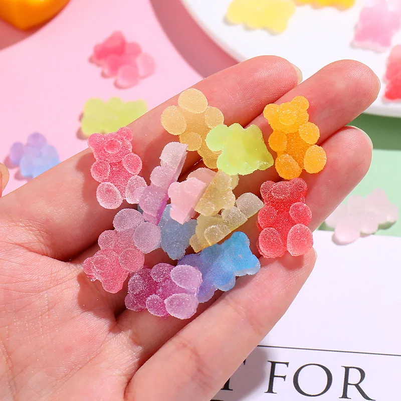 Kawaii Gummy Bear Nail Charm 10pcs/12x7mm Soft Candy Heart Art Decoration Perfect for Cabochons~ ~30 Colors | Красота и здоровье