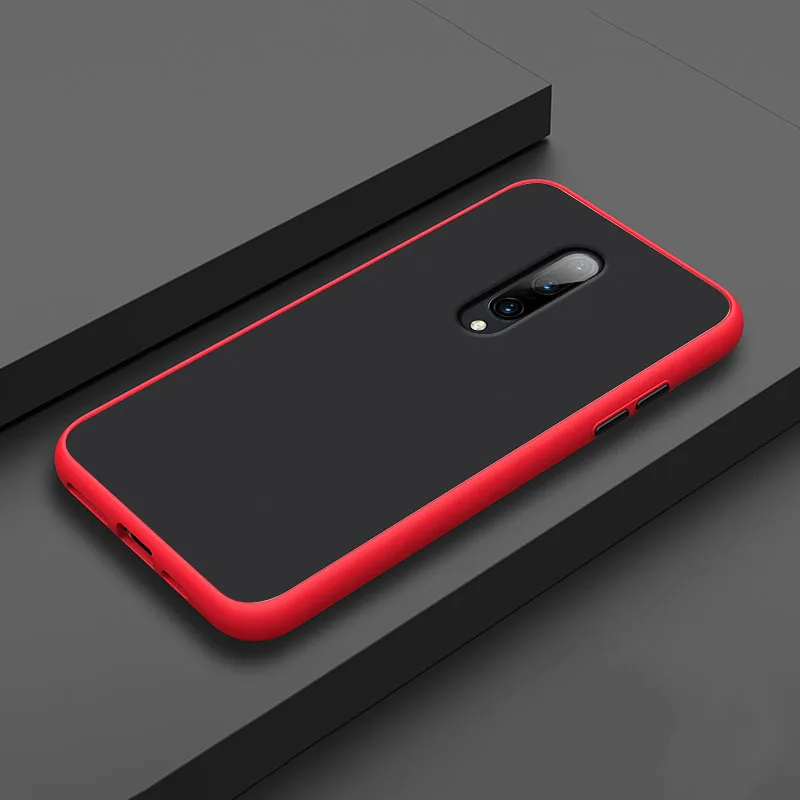 Красный Цветной чехол для OnePlus 7T Pro 7 6T 6 из поликарбоната и мягкого силикона, защитный чехол с кнопками "сделай сам" - Цвет: Красный