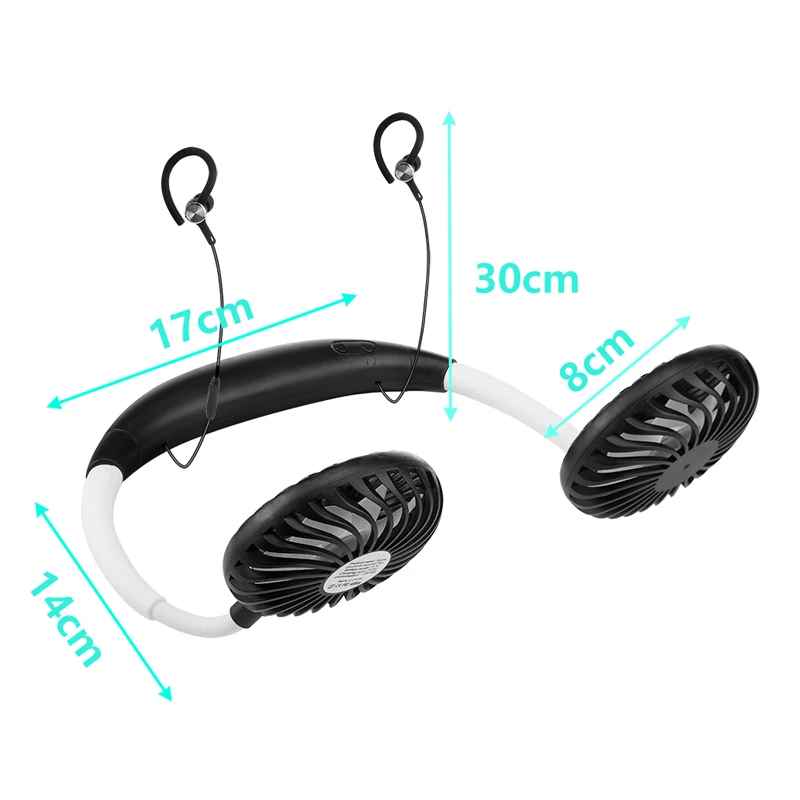 Новый портативный USB Перезаряжаемый двойной шейный вентилятор воздушный