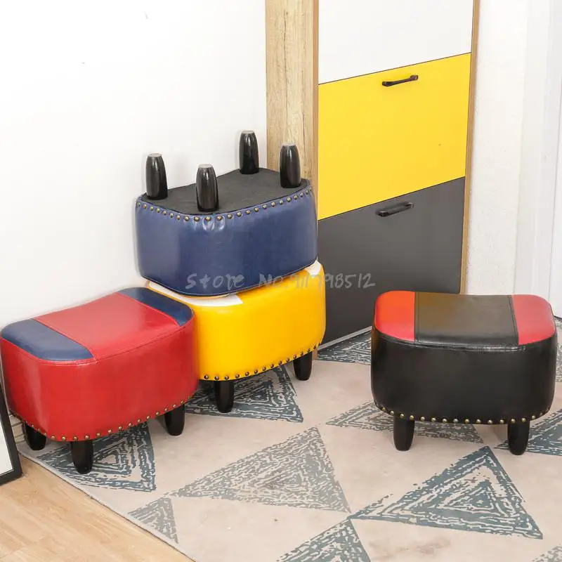 Coffee table stool living room footrest hallway shoe change creative sofa low leather home entrance American foot sm | Мебель