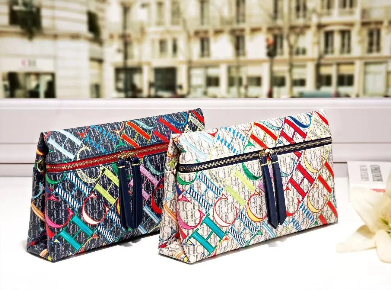 

100% Genuine Leather Envelope Bag Women 2021 New Fashion Small Flap Crossbody Bags CH Print Zipper Purses Luxury Designer Cc