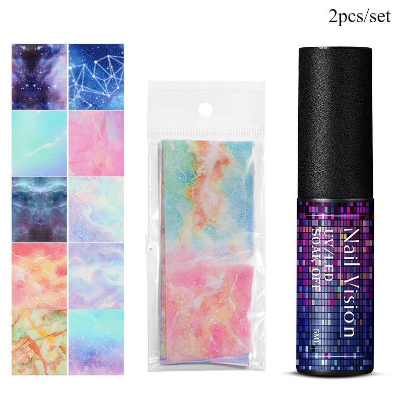 Nail Vision Фольга для ногтей Клей переводной гель-клей Звездный бумажный принт фольга s обертывания Переводные картинки Набор лаков УФ Гель-лак для ногтей лак - Цвет: ZH07002
