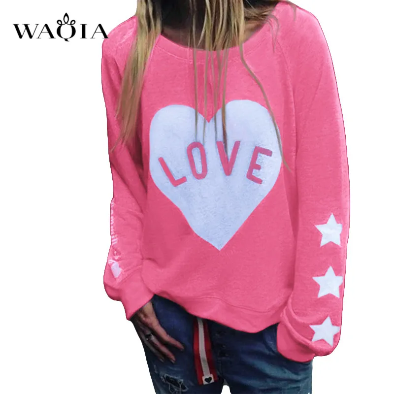 Женская толстовка и размера плюс повседневные пуловеры с принтом в виде сердечек