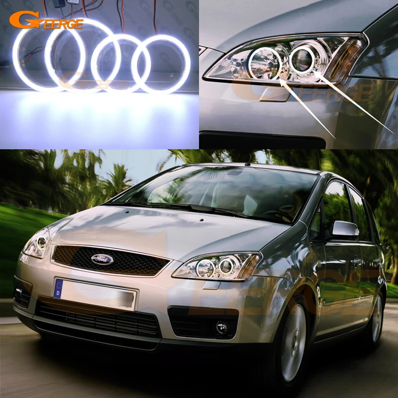 Отличный ультра яркий COB комплект светодиодов глаза ангела halo кольца DRL для Ford Focus