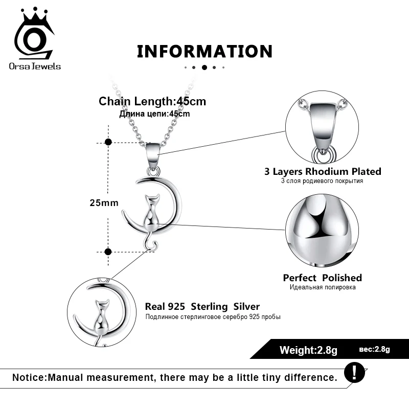 ORSA JEWELS Настоящее 925 пробы Серебряное ожерелье идеальный полированный креативный