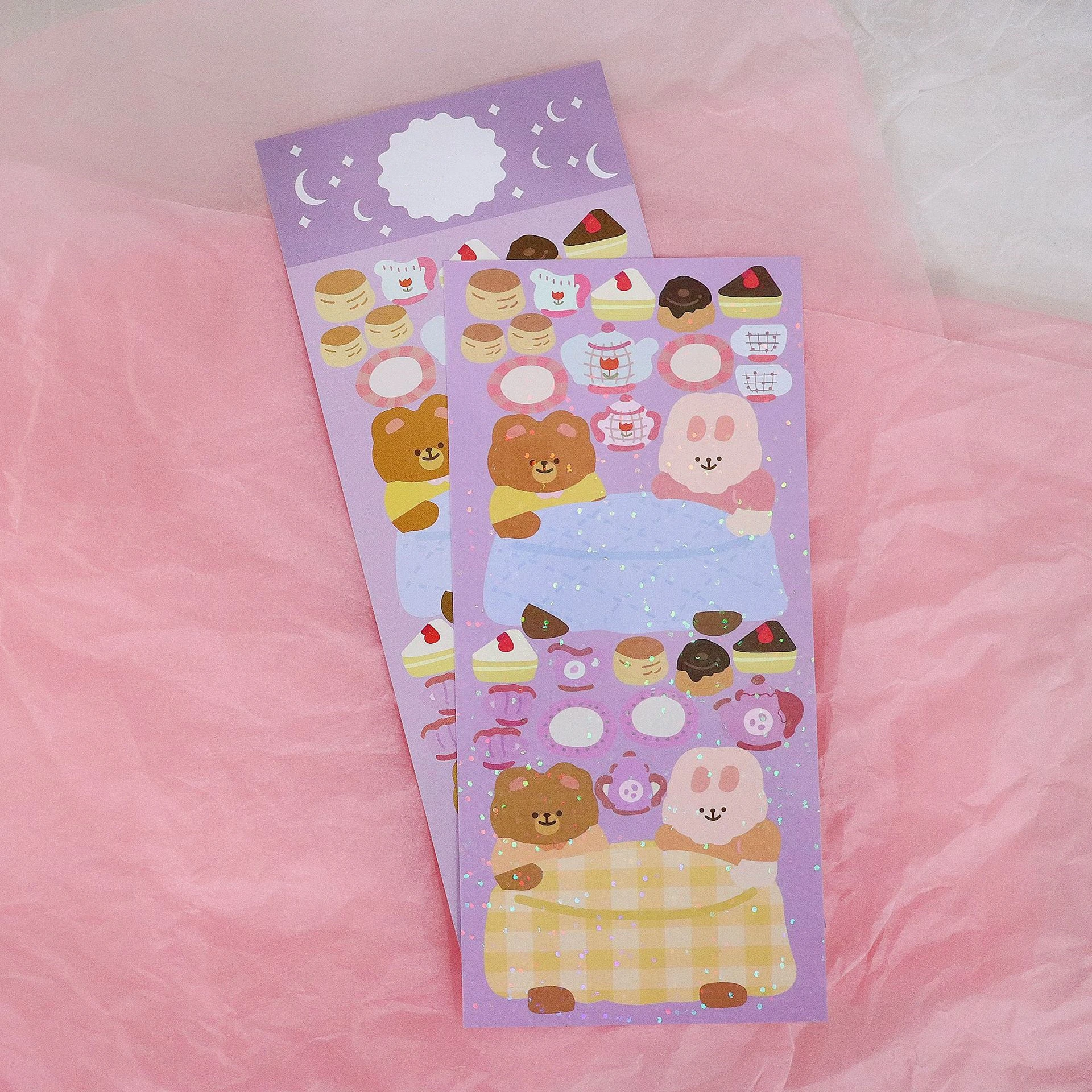 

INS Laser Bear sticker DIY scrapbooking journal base collage mobile computer diary happy plan gift sealing decoration sticker