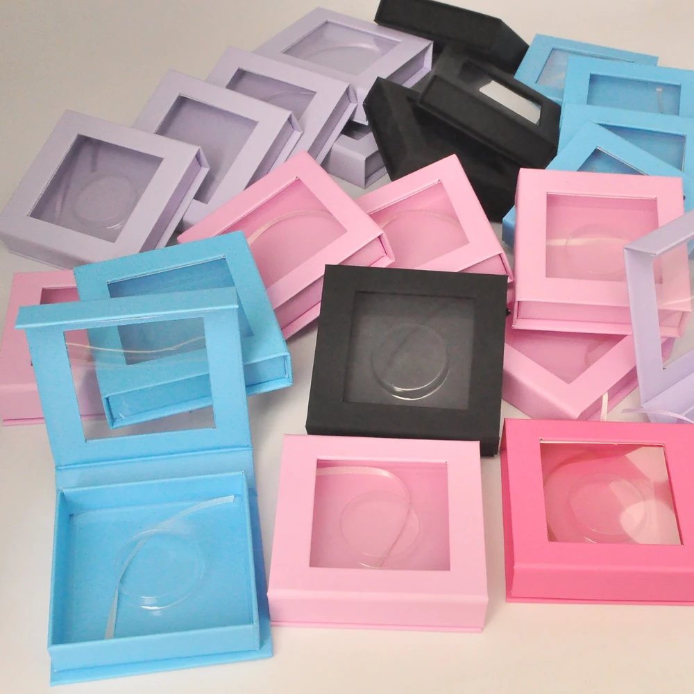 

NEW Wholesale false eyelashes packaging box custom logo fake 3d mink lashes boxes Faux cils strip Square magnetic case empty
