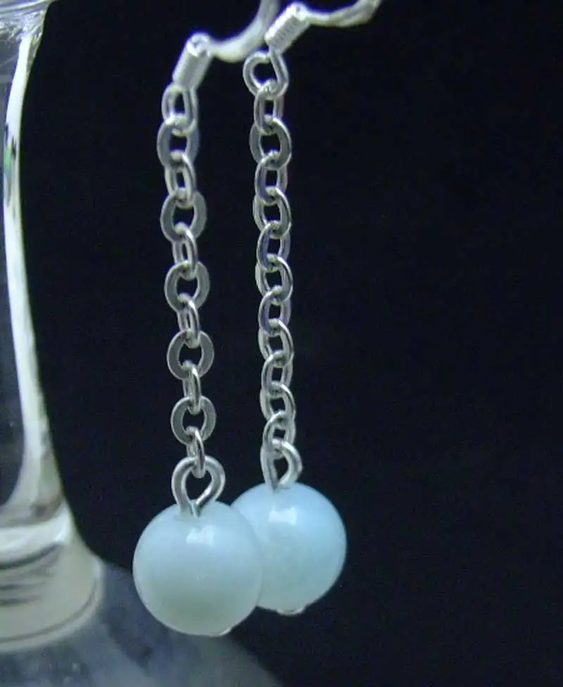 Женские круглые серьги Qingmos 8 мм с натуральным синим амазонитом сережки камнем