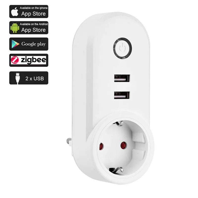 Умная розетка ZigBee с двойным USB разъемом штепсельная вилка США/ЕС голосовое