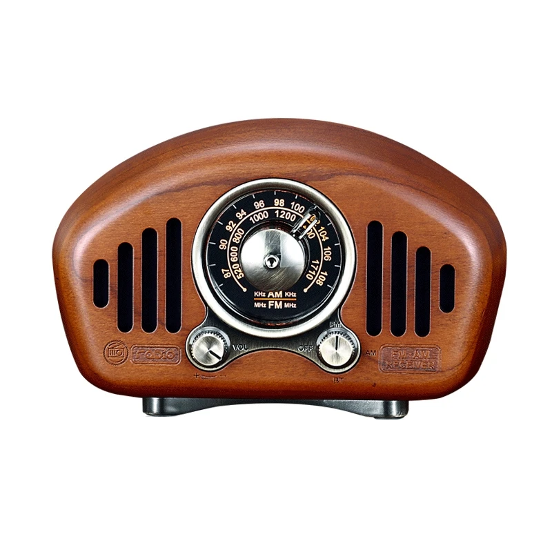 

HOT-Retro Bluetooth 5.1 Speaker Cherry Wooden AM FM Classic Style Radio Strong Bass Enhancement Volume TF Card & MP3 Player