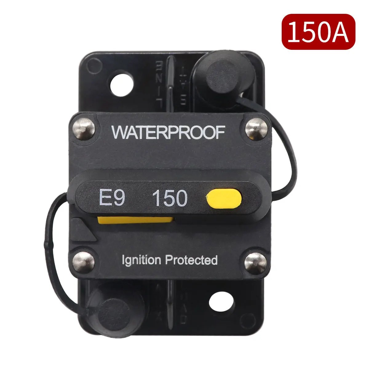 Surface-Mount Circuit Breakers 150A Waterproof Circuit Breaker Fuse Holder with Manual Reset Toggle Switch 12V- 72V DC