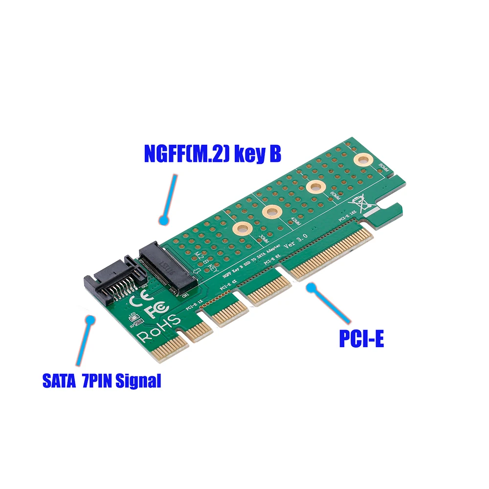 NGFF M.2 B Ключ SATA-Bus SSD для SATA3 адаптер конвертер карты PCI Express слот с радиатором SATA