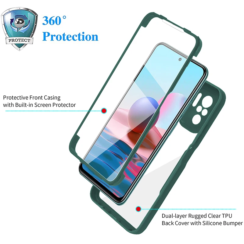 Full Body Lens Protection Double Sided TPU Case For Xiaomi Redmi Note 11T 11 10 9 9S 9A 9C 9T K40 Pro Lite Cover POCO X3 M3 Pro