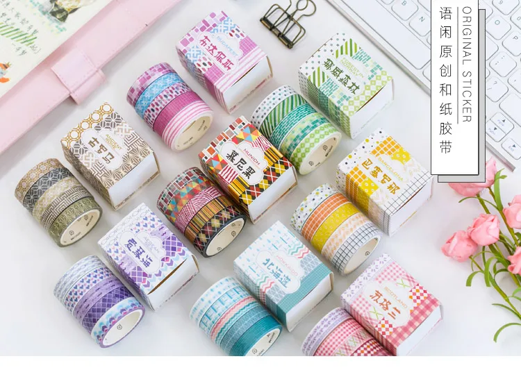 5 шт./компл. декоративные из рисовой бумаги ленты розовый fita adesiva маскировки Kawaii винтажные наклейки Скрапбукинг милые канцелярские широкий papelaria