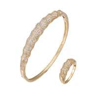 trendy clamper cz bangle ring set rb61352 jewelry women elegant bracelet gold silver plated