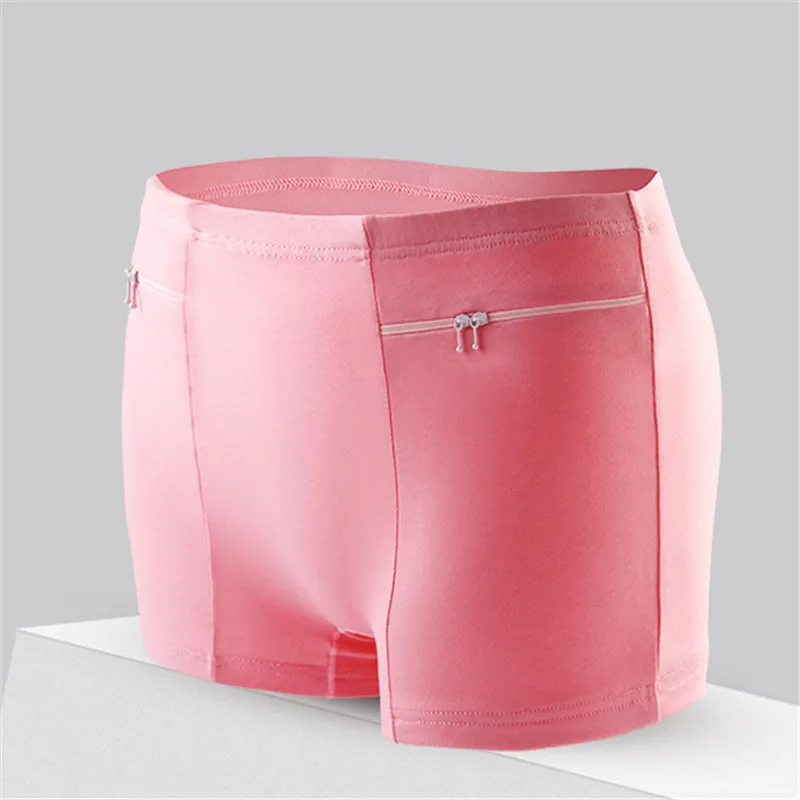 Ladies Security Underpants Comfortable Stretch Cotton Womens Double Pockets And Double Zippers Panties Anti-theft Boxer Shorts