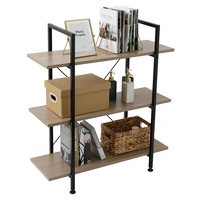 storage rack 3 tier industrial style bookcase and book shelves woodmetal bookshelves rustic browngrayus stock