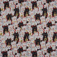 top selling zhaocai cat printed canvas fabric for curtain shopping bag backpack schoolbag diy sewing material by the yard