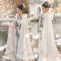 women hanfu hooded cloak chinese traditional winter warm white cloak cape hanfu female christmas cosplay costume gift for women