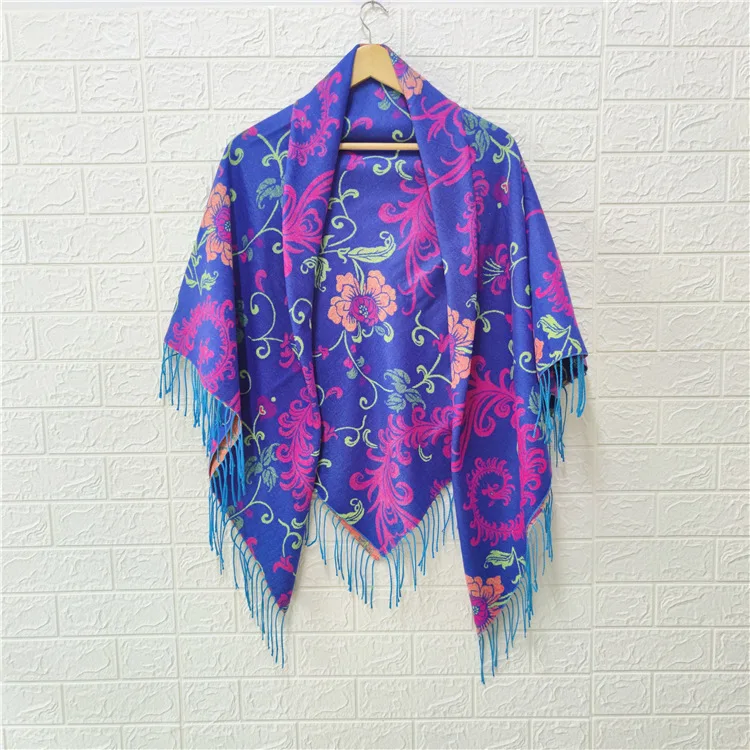 

Oversize Square Ethnic Style Women NeckerchiefThick Scarf Dual Purpose Keep Warm Lady Muffler Pashmina Cashmere Shawl