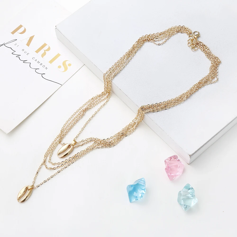 XIYANIKE многослойное ожерелье из натуральной раковины золотая цепочка для свитера