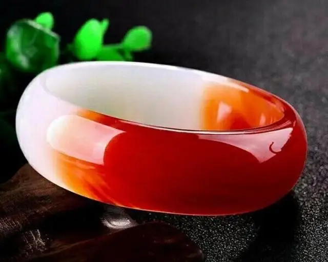 

zheru jewelry natural ice agate 54mm-62m white red bracelet elegant princess jade bracelet send mother to send girlfriend