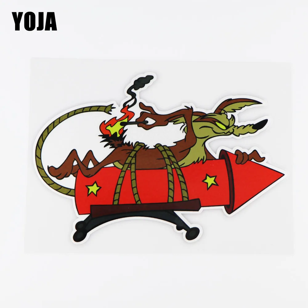 

Виниловая наклейка YOJA 19A-0036 с забавными мультяшными животными, 18x12,2 см, волк на ракете