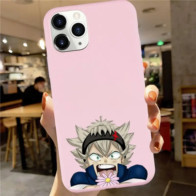 

Black Clover Phone Case Pink Candy Color for iPhone 6 7 8 11 12 s mini pro X XS XR MAX Plus