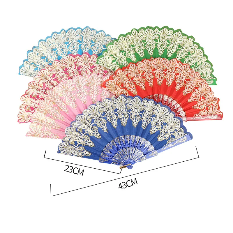 Веер кружевной Шелковый складной с цветами для свадьбы танцев вечеринок