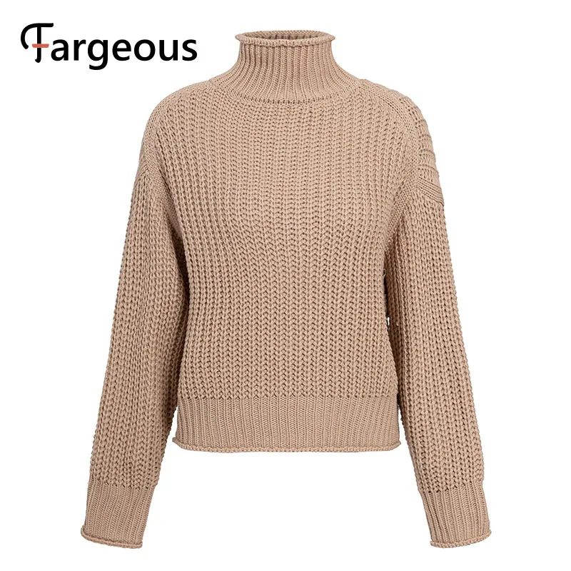 Женская водолазка цвета хаки Fargeous джемпер с длинным рукавом вязаный СВОБОДНЫЙ