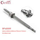 Шариковый винт SFU2005 RM2005 металлический дефлектор шариковый винт гайка Концевая обработанная с ЧПУ одношариковая гайка 300 450 550 750 мм
