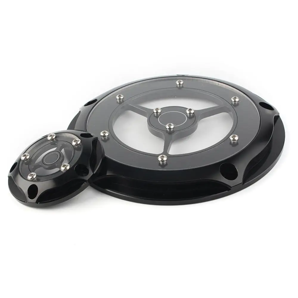 Хромированная крышка таймера ГРМ RSD Derby для Harley Road King Electra Glide Softail FXS FXDL FXDC FLHRS и т. Д - Цвет: Черный
