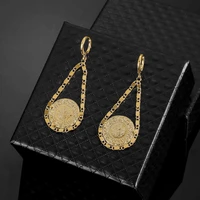 fashion ancient coins gold drop earrings for women elegant muslim islamic arab currency symbols dangle earring jewelry wholesale