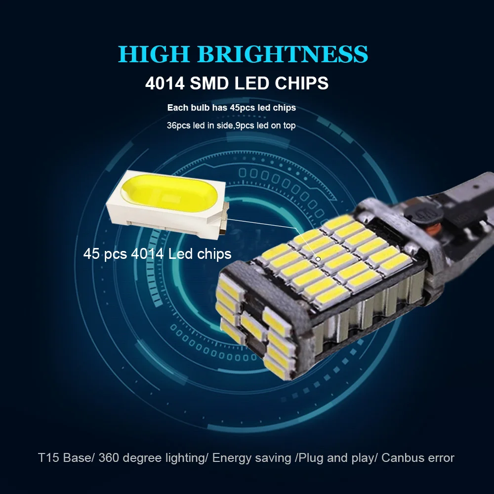 Светодиодный стоп сигнал T15 W16W Canbus 30 SMD 40014 без ошибок автомобильный лампа белого