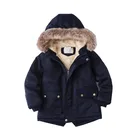 Куртка для мальчиков и девочек, зимняя, плотная, однотонная, с капюшоном, теплая, повседневная, 2020