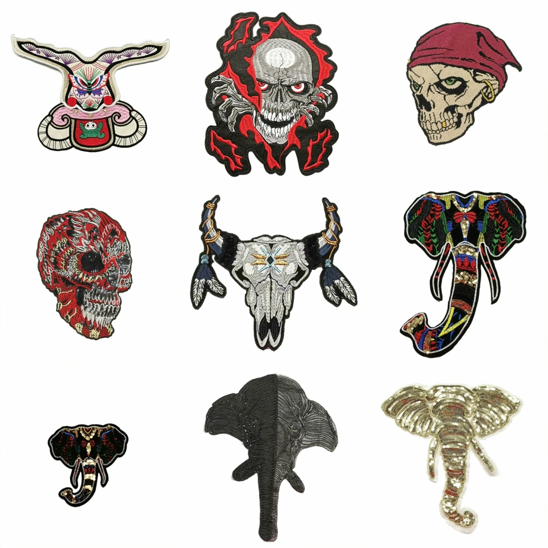 

large embroidery big skull animal cartoon patches for clothing PA-56