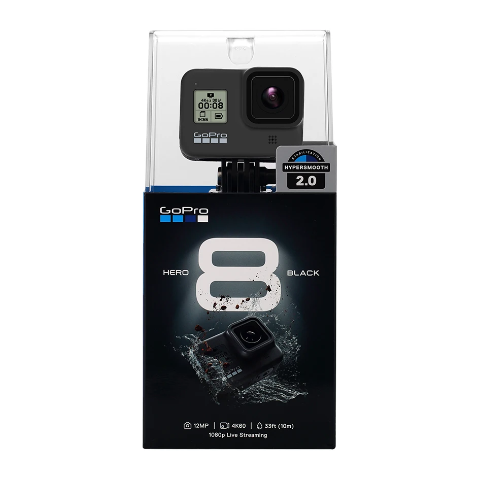 GoPro HERO 8 черная водонепроницаемая Спортивная экшн камера 4K Ultra HD видео 12 Мп фото 1080p