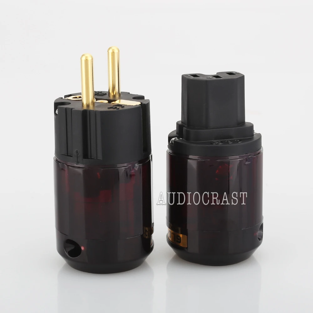 1 пара позолоченный C-079 IEC аудио разъем P-079e ЕС разъем питания HiFi латунь ЕС Ac Шнур питания Вилки