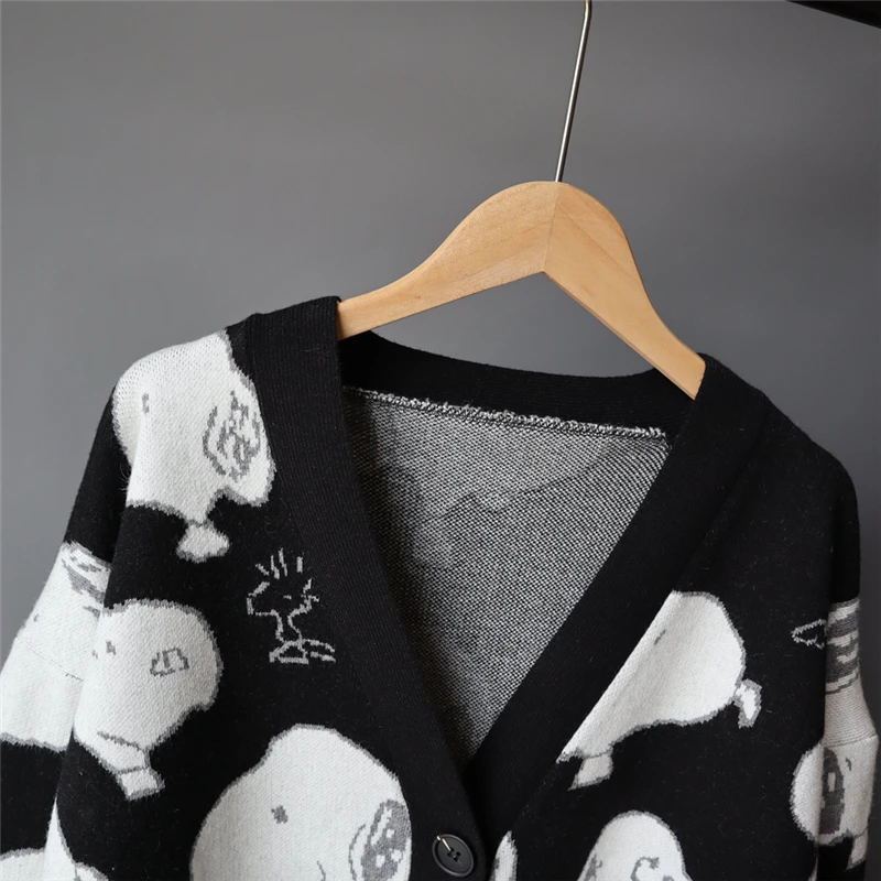 

Autumn Winter New Cardigans For Women 2020 Fashion Cartoon Print Knit Women Sweaters Casual Loose Chic Knitwear Jacket