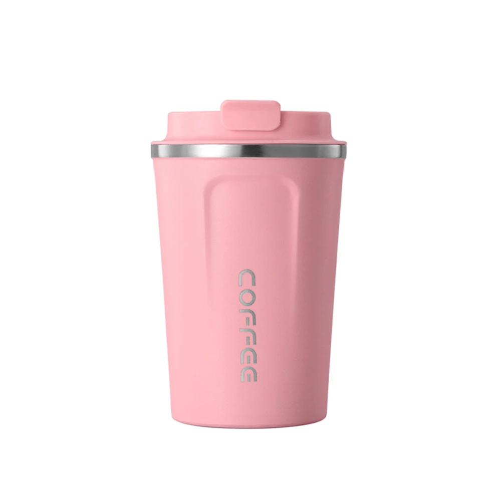 Pink SOLEDI, 304, нержавеющая сталь, кофейная кружка с крышкой, с изоляцией, для молока, воды, чая, чашка, герметичная, для путешествий, термос, колба, 380 мл, 510 мл - Цвет: Pink