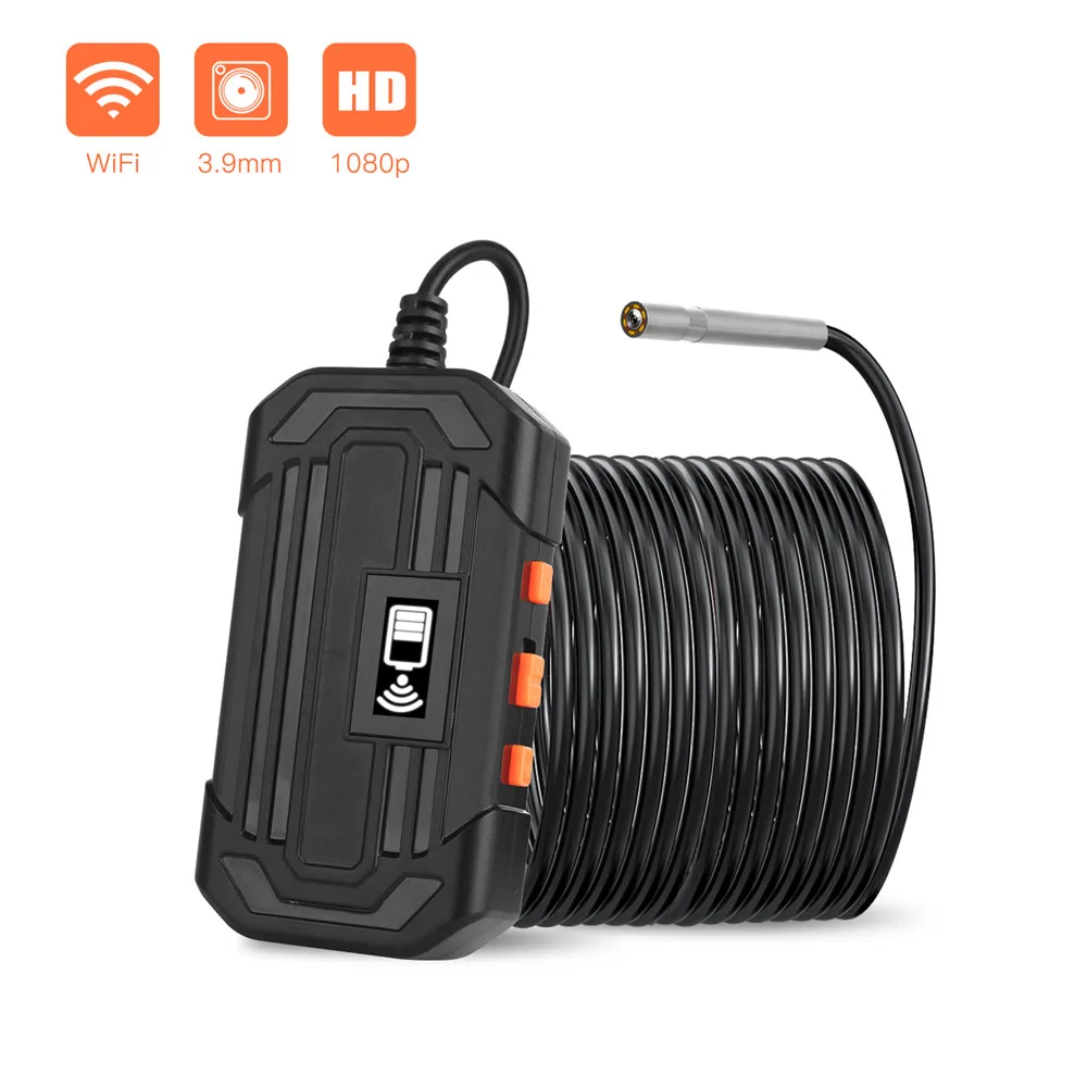 

WIFI Endoscope Camera IP67 Waterproof Hard Cable Inspection Cameras 3.9mm 6 LED Endoscope Borescope with 2600 mAh Battery F240