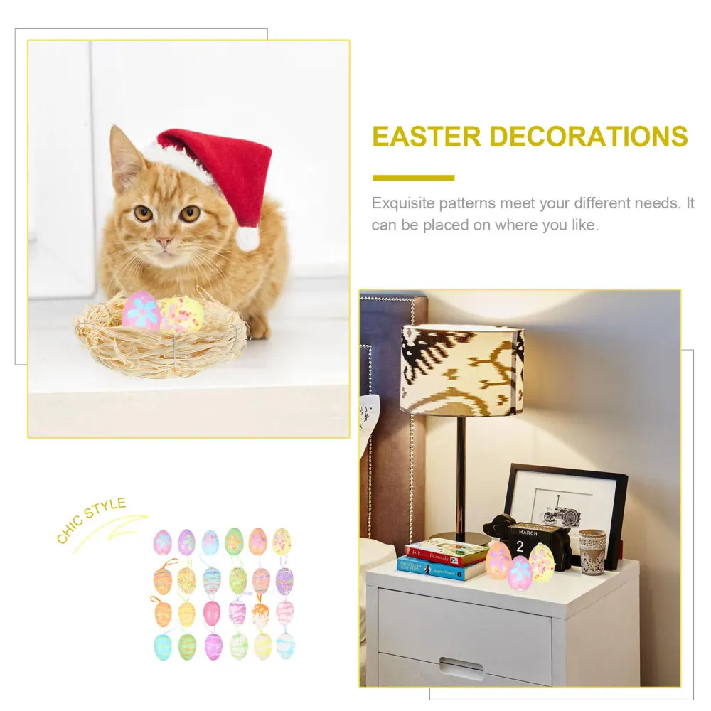 

24pcs Easter Egg Toys Layout Props Colorful Egg Playthings Hanging Decors