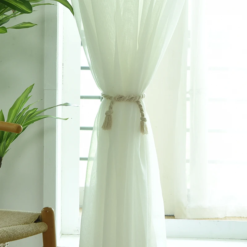 Белые занавески из вуали однотонные тюлевые шторы для гостиной оконные