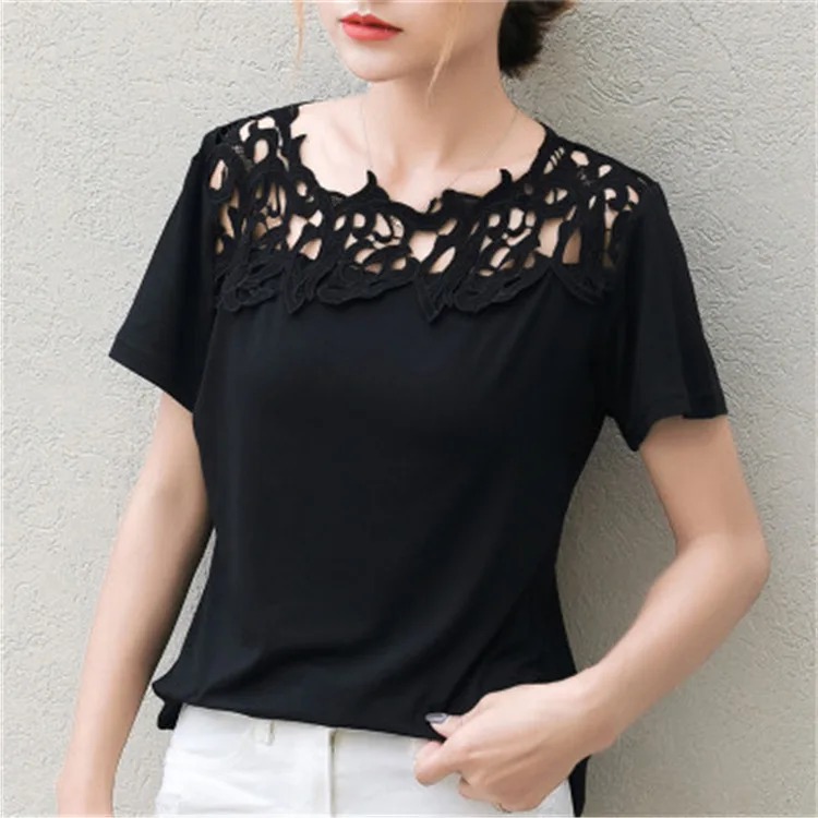 

2021 new high quality women's T-shirt solid T-shirt