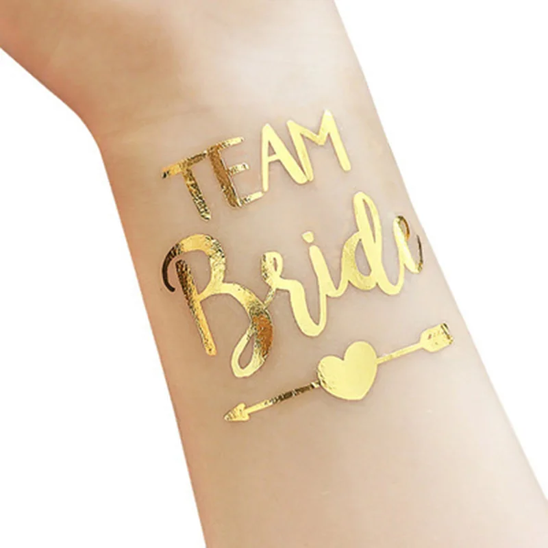 10pcs Bronzing Waterproof Bridesmaid Team Temporary Tattoo Bachelorette Party Sticker Decoration Marriage Bride Supplies | Дом и сад